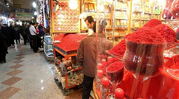 Persian Traditional Bazaar Selling Saffron