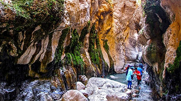 Tourists Passing Morteza Ali Canyon in Tabas